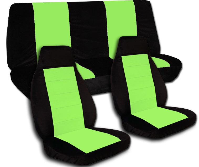 Jeep wrangler yj car seat covers(fr+rear)black and  lime green