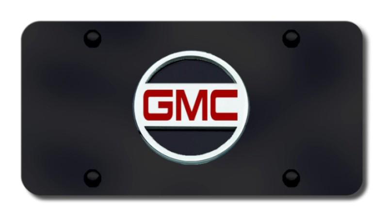 Gm gmc (only) chrome logo on black license plate gmc.2.cb made in usa genuine