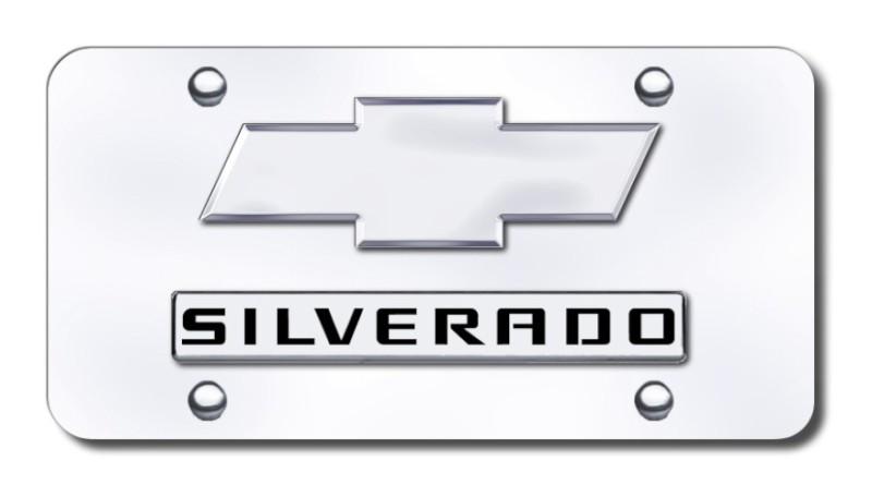 Gm dual silverado (new) chrome on chrome license plate made in usa genuine