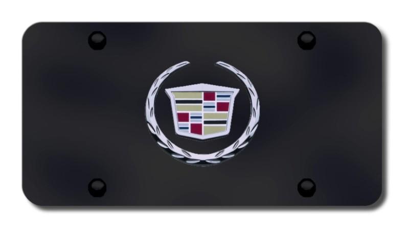 Cadillac (new) logo chrome/black license plate made in usa genuine
