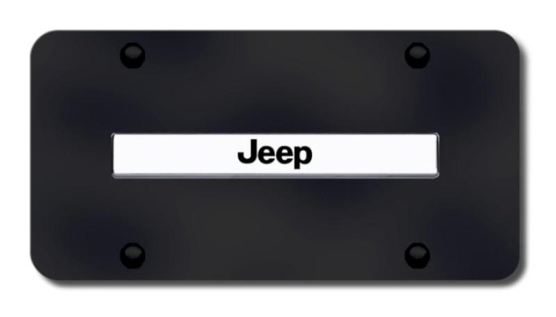 Chrysler jeep name chrome on black license plate made in usa genuine