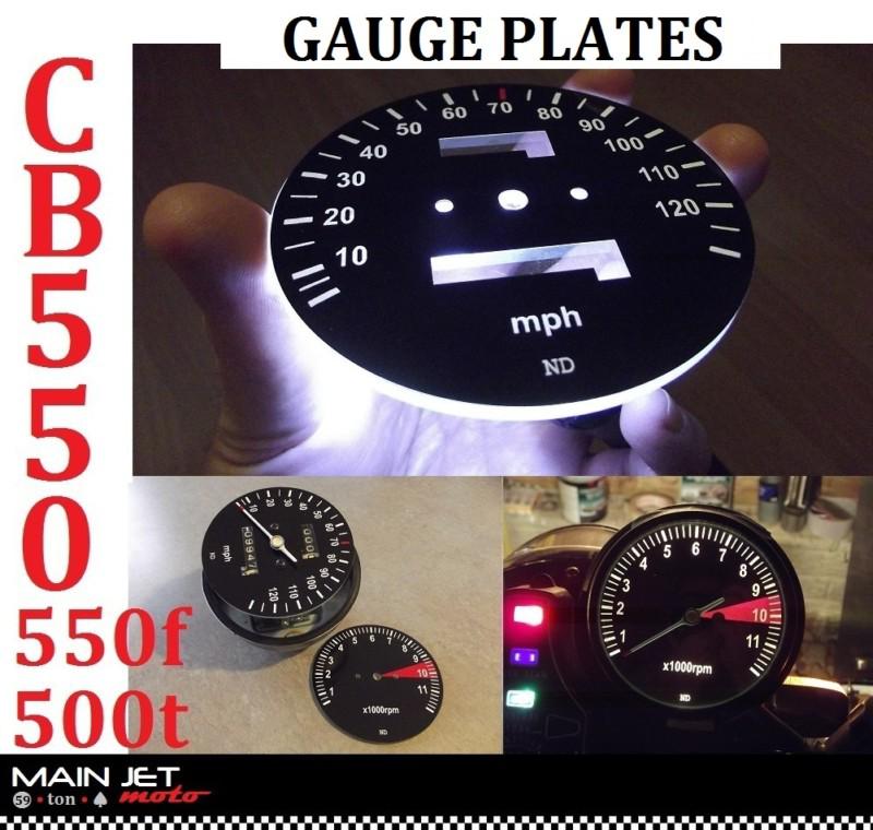 Honda cb550 cb550f cb500t cb cafe racer gauge face plates decal overlay applique