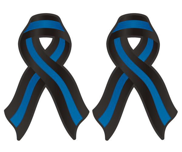Thin blue line ribbon decal set 3"x2" police officer memorial sticker u5ab