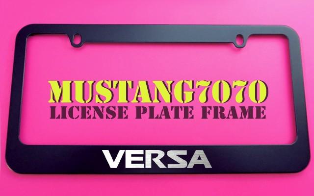 1 brand new nissan versa black metal license plate frame + screw caps