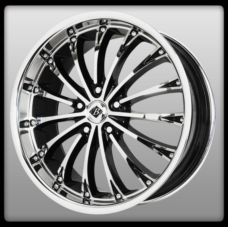 18" x 7.5" black ice vb7 envisio black/chrome malibu integra s-type wheels rims