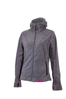 Divas snowgear hooded fleece womens zip-up jacket grey/pink