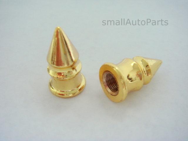 2 motorcycle/bike/bicycle/bmx gold yellow spike tire/wheel stem valve caps cover