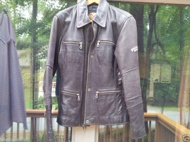 Womens small harley davidson leather motorcycle riding jacket distressed black