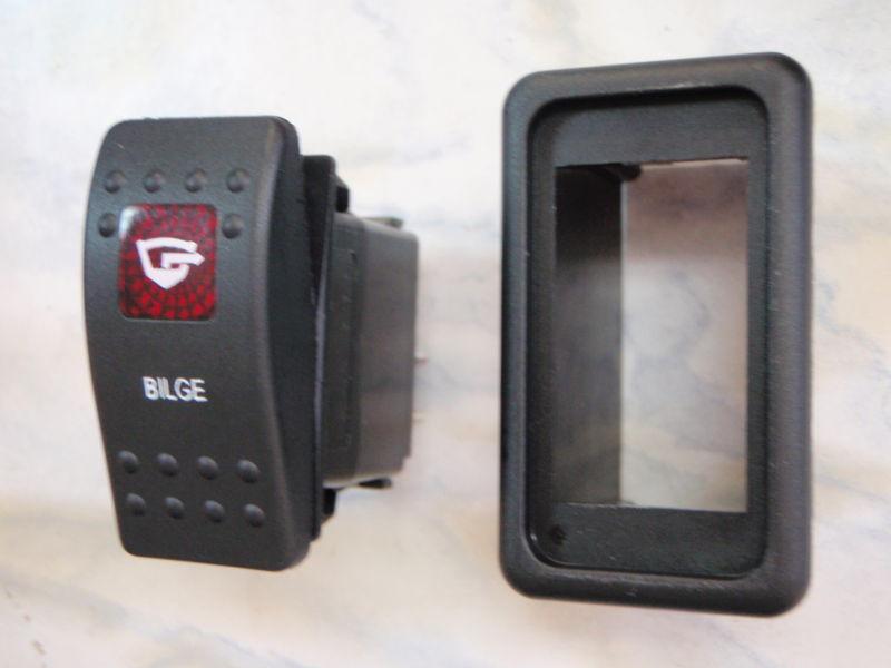 Bilge pump switch with vms panel boat carling v1d1 1 red lens black contura ii