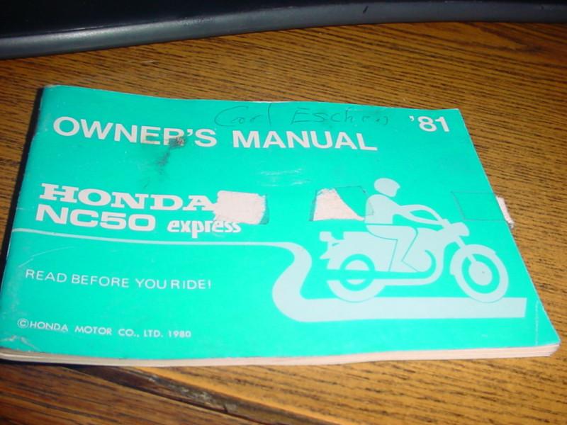 Original 1981 honda nc50 express motorcycle  owners manual