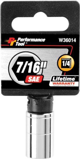 Performance tool w36014 - 1/4" drive ~ 7/16" 6 point socket