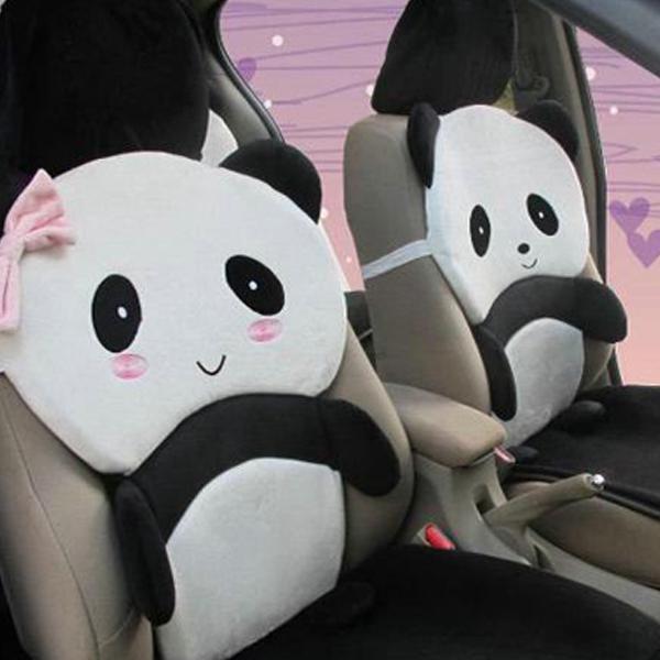 A set panda car seat cover soft cartoon - car seat mat