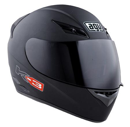 New agv k3 flat matte-black large/lg helmet