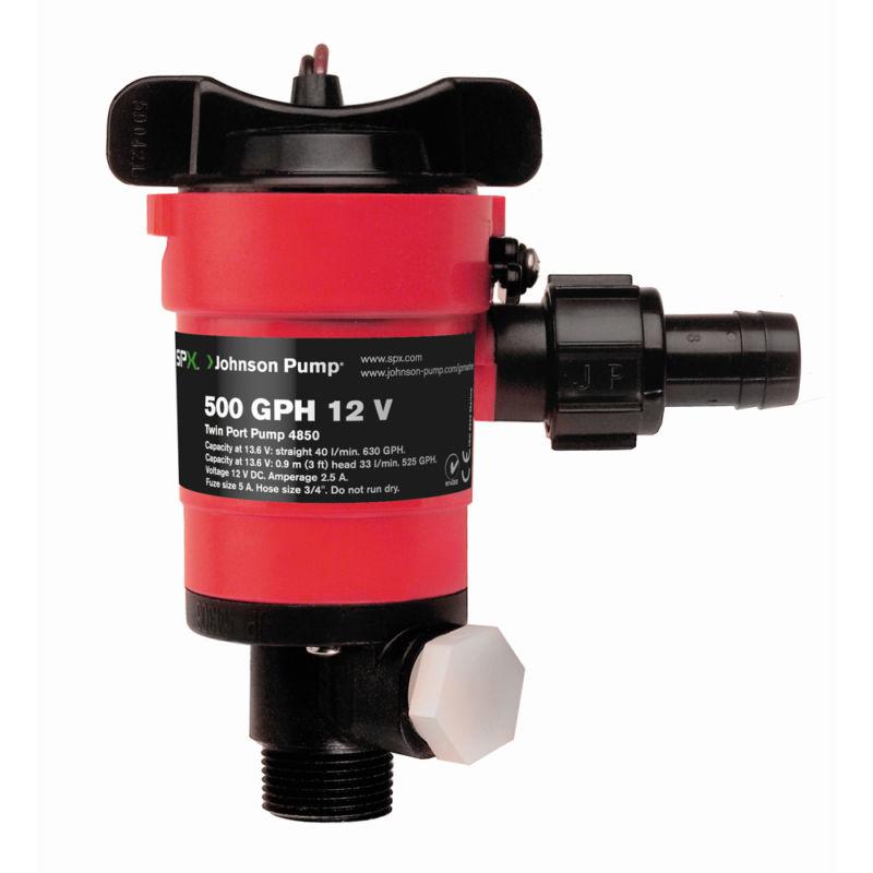 Johnson pump twin port 500gph livewell aerating pump - 12v 48503