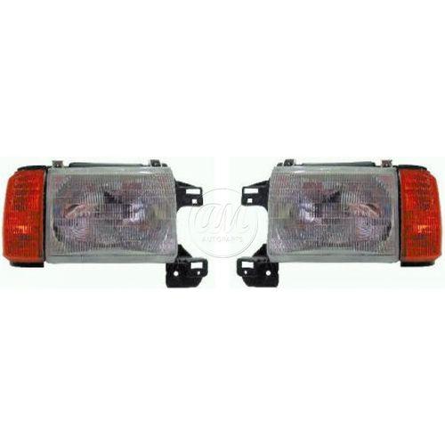 87-91 ford bronco f150 f250 f350 pickup truck headlights headlamps pair set