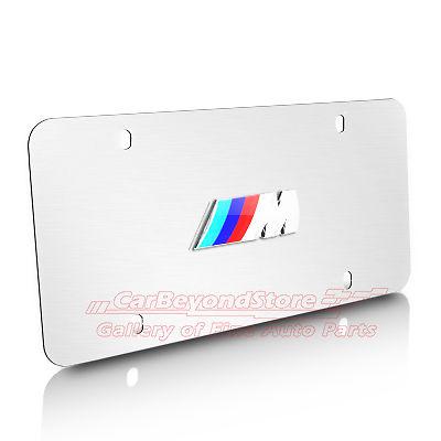 Bmw 3d m logo brushed stainless steel license plate for m3 m5 m6 x5m genuine