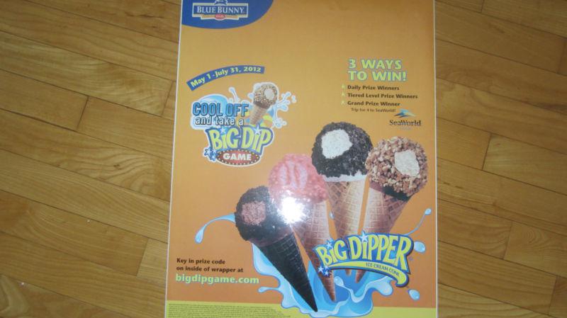 Big dipper cone vinyl decal sticker,ice cream truck water ice van blue bunny #1