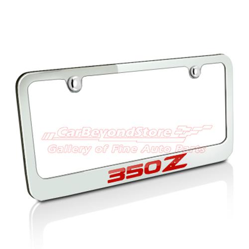 Nissan red 350z chrome metal license plate frame, lifetime warranty, + free gift