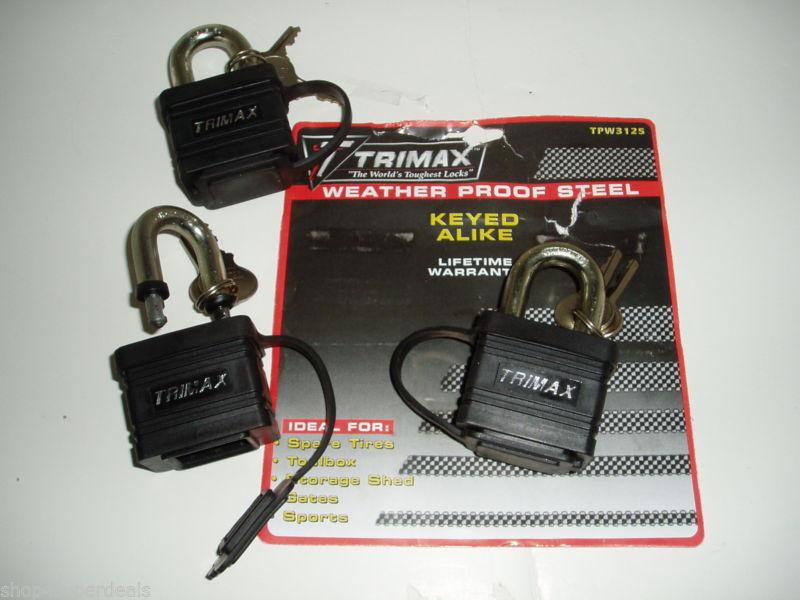 3 pack trimax tpw3125 weather proof padlocks not keyed alike solid steel