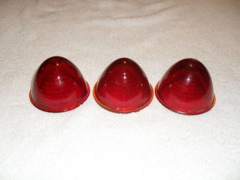 3 vintage red glass bee hive lenses***l@@k***