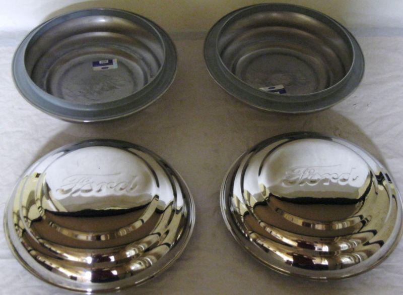 1941 car 41 42 truck ford logo stainless hubcap set (4)