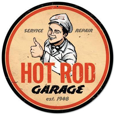 Motorcult hrm042 tin sign hot rod garage 14" diameter each