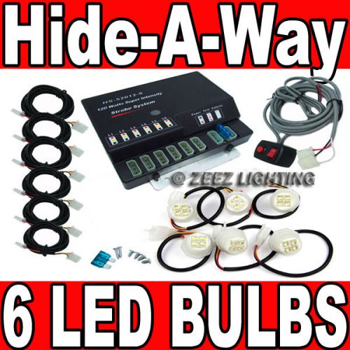120w 6 led bulb white hide-a-way emergency hazard warning flash strobe light c05