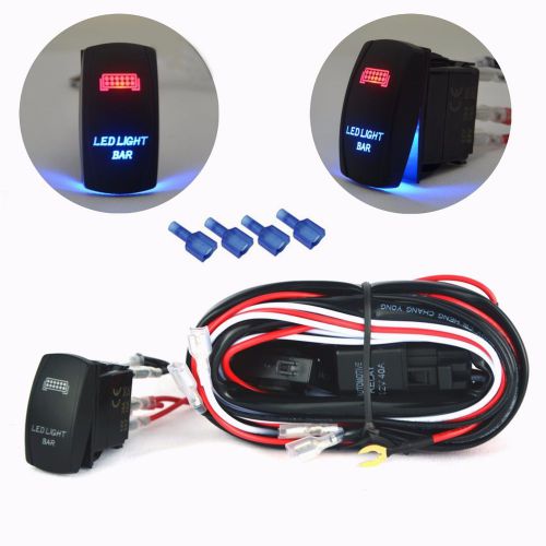 Atv/jeep led light bar wiring harness relay on off blue red  laser rocker switch