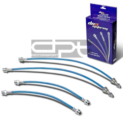 Rx7 fb 12a replacement front/rear stainless hose blue pvc coated brake line kit