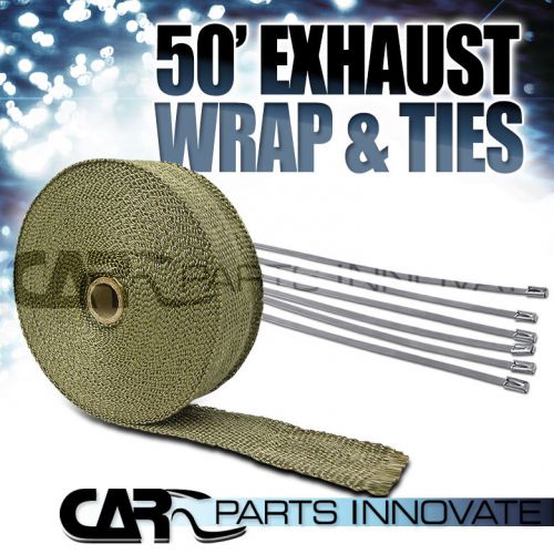 50&#039; titanium carbide fiber exhaust pipe header wrap with ties for car motorcycle