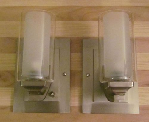 Pair of nickel 12 volt rv wall light candle frost clear glass sconce rv trailer