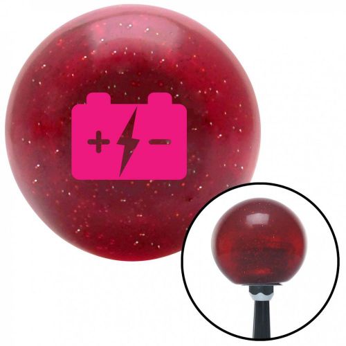 Pink battery charge symbol red metal flake shift knob with 16mm x 1.5
