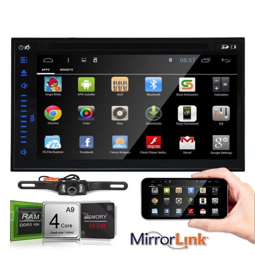 Quad core android 4.4 car stereo dvd player gps radio wifi mirror link + camera