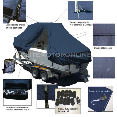 Tidewater 280 cc adventure center console t-top hard-top fishing boat cover navy