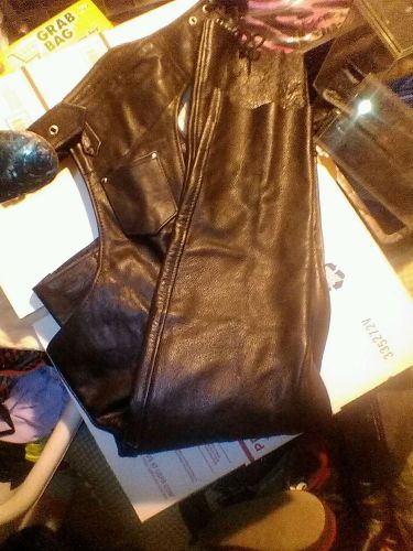 Womens black leather chaps