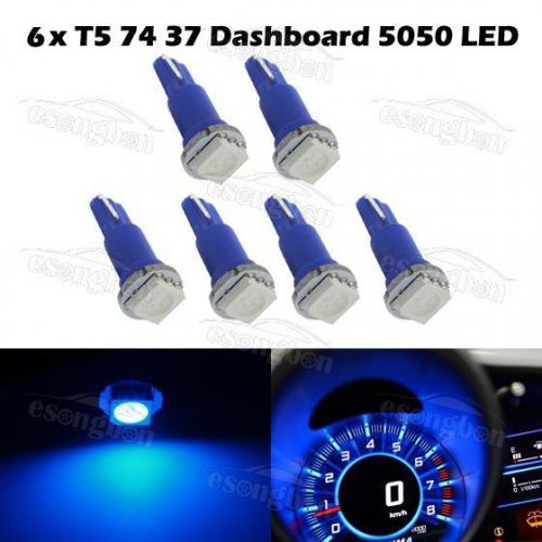 6x blue led bulbs t5 70 73 74 for instrument dashboard gauge speedo light
