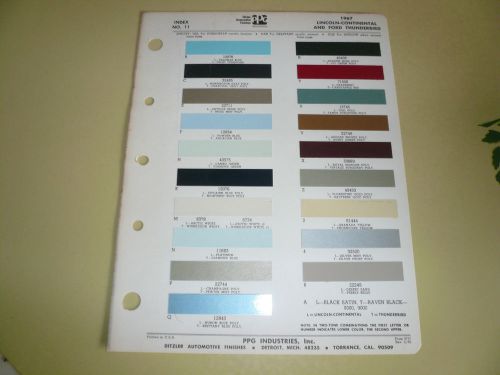 1967 lincoln continental ford t-bird ditzler color chip paint sample