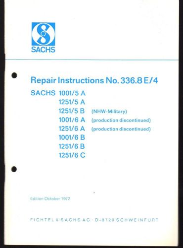 1973 sachs motorcycle engines service manual new no. 336.8e/4     (433)