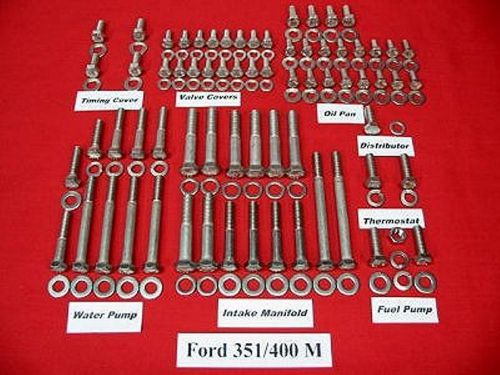 Ford 351m &amp; 400m stainless steel engine hex bolt kit
