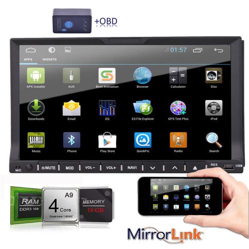 Hd 7&#034; touch screen double 2din pure android car dvd player bt wifi ipod +obd