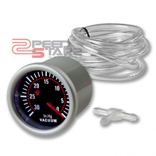 2&#034; 52mm led vacuum pressure smoke/tint glow dash gauge meter lens silver trim