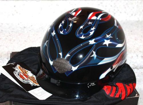 Harley-davidson old glory - ultra lite - 1/2 helmet  - sm - orig. box