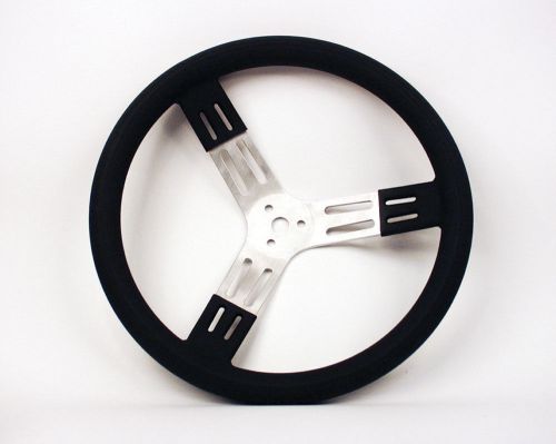 Longacre aluminum 15&#034; black smooth gripsteering wheel 3 spoke 56801 imca scca