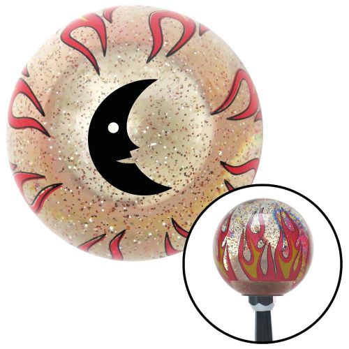 Black crescent moon clear flame metal flake shift knob with m16 x 1.5