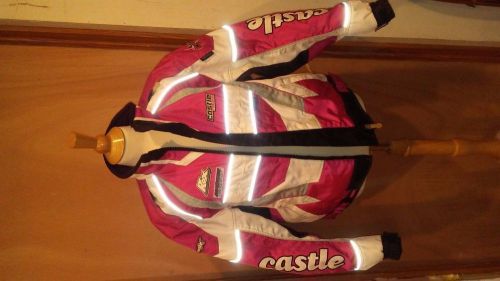 Women&#039;s castle x &#034;hitena&#034; racewear black/pink/white snowmobile jacket - size l