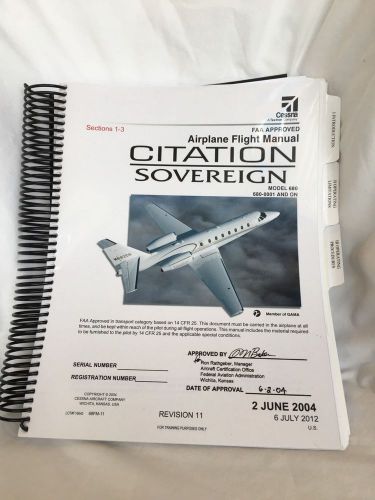 Cessna citation sovereign airplane flight manual afm sections 1-3