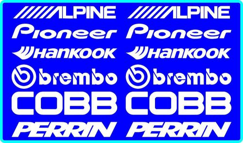 200 mm alpine, pioneer, hankook, brembo, cobb, perrin car sticker decal #sk-009w