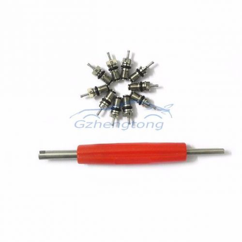 Valve core key wrench auto air conditioning repair tool + 10pcs r134a valve core