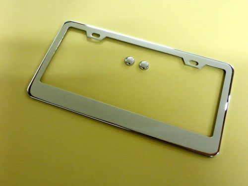 1 plain/blank stainless steel chrome metal license plate frame tag *lex1c