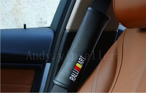 2pcs ralli art high quality black leather auto seat belt cushion shoulder pads
